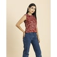 thumbnail image 2 of Moomaya Womens Printed Side-Buttoned Top, Sleeveless Round Neck Casual Top, 2 of 8