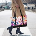 thumbnail image 4 of FORMRS Canvas Laptop Tote Bag for Women with 15.6" Computer Compartments Shoulder Handbag, Purple Colorful Circles, 4 of 7