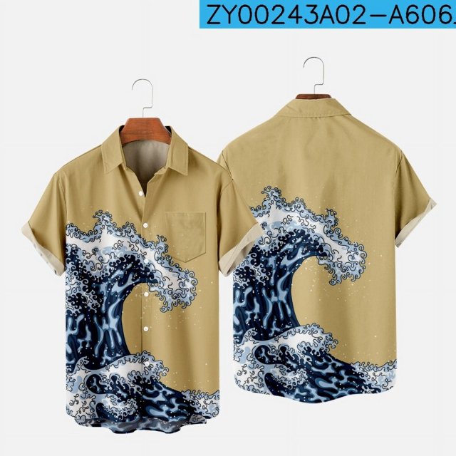 2022 Summer Short Sleeve Shirts Original Risk Free Summer Print Shirts Ethnic Trend Men's Tops 015