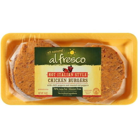 Al Fresco Hot Italian Style Chicken Burgers, 4 ct