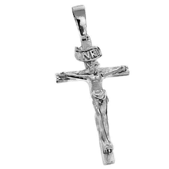 Real Solid 925 Sterling Silver Jesus Crucifix Cross Shiny Hip Hop Pendant Charm Large 2.5" inch