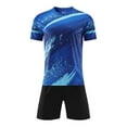 thumbnail image 4 of HULIJA Kids Boys Soccer Sport Outfits Stylish Print Short Sleeve T-shirt with Drawstring Elastic Blue Type B 3XS, 4 of 9