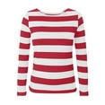 thumbnail image 4 of Long Sleeve Shirts for Women Striped Trendy Drop Shoulder Crewneck Blouses 2025 Fall Dressy Casual Slim Fit Tops Y2k Outfits, 4 of 4