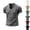 Gray, variant on Mens T-Shirts Casual Cotton Linen V Neck Raw Edge Washed Distressed Vintage Shirts Summer Short Sleeve Relaxed Fit Retro Textured Beach Vacation Tops Black 3XL