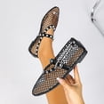 thumbnail image 6 of Miqool Womens Mesh Ballet Flats Fishnet Round Toe Buckle Strap Hollow Out Breathable Casual Mary Jane Flat Shoes for Summer Spring, 6 of 9