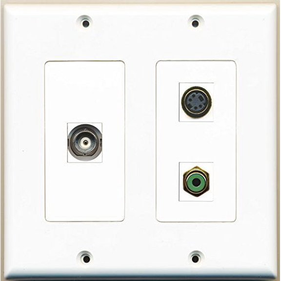 RiteAV - 1 Port RCA Green 1 Port S-Video 1 Port BNC - 2 Gang Wall Plate