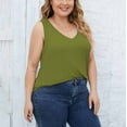 thumbnail image 7 of Besolor Plus Size Tank Tops for Women V Neck Ribbed Knit Top Summer Sleeveless Basic Solid Color Tank Shirts, 7 of 7