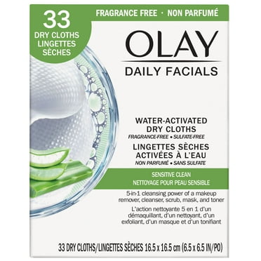 Olay 4-In-1 Sensitive Daily Facial Cloths, 33 Ct (Packaging May Vary)