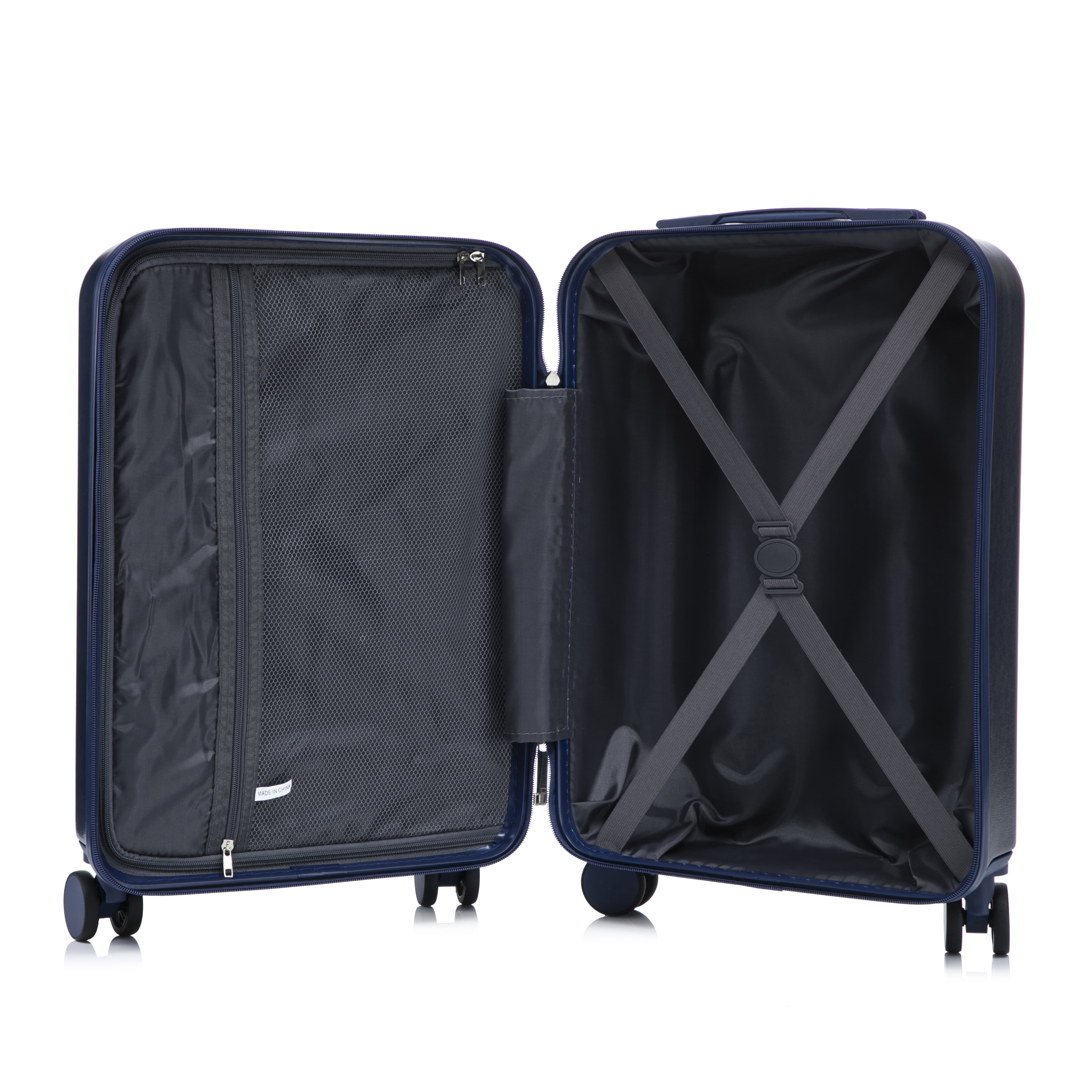 Leumius 2 Piece in ABS Spinner WheelLuggage Sets, HardsideSuitcase with CombinationLock,20 inch Carry OnLuggage 14 inch CosmeticCase,Navy