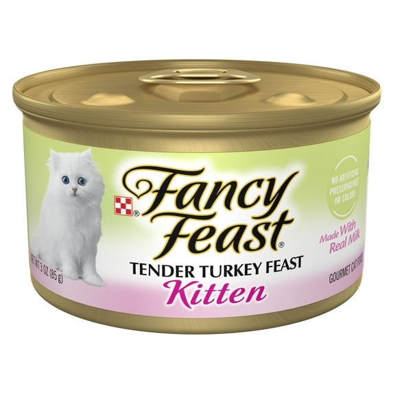 Purina Fancy Feast Kitten Food Wet Cat Food Tender Turkey Feast 3 oz Can (Pack of 9)