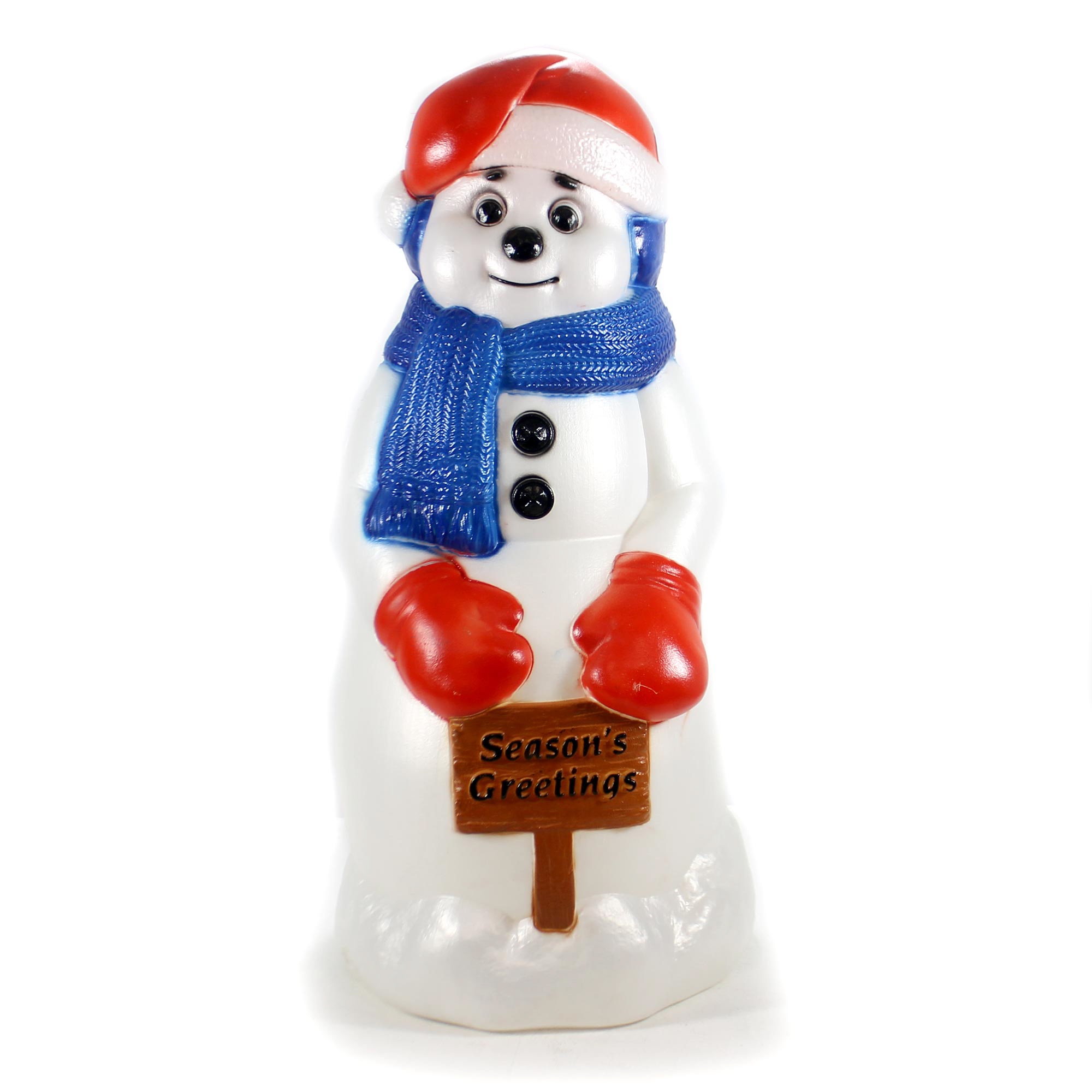 Christmas Seasons Greetings Snowman Plastic Made In USA Lighted Outdoor