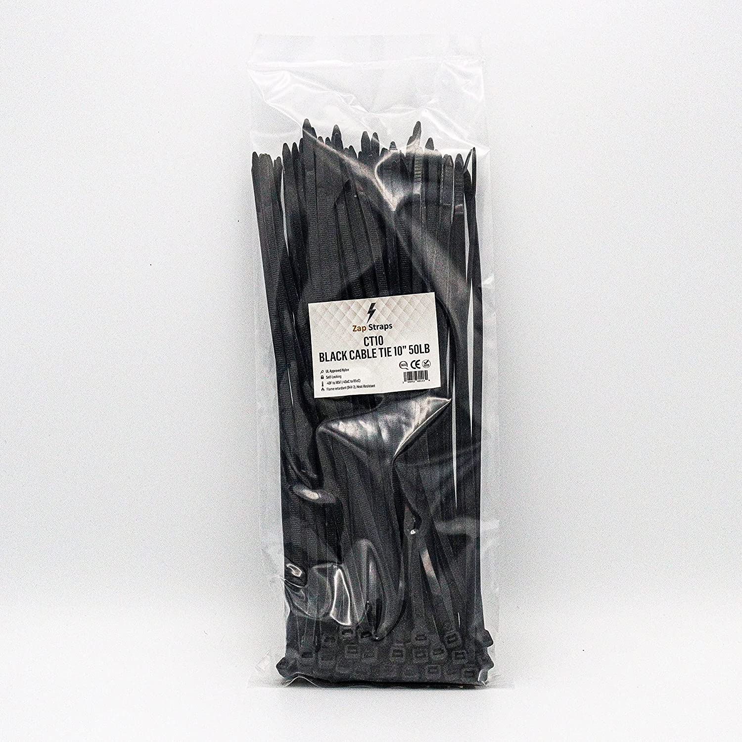 Zap Straps 100 Pack Nylon Zip Ties With 50 Pounds Tensile Strength