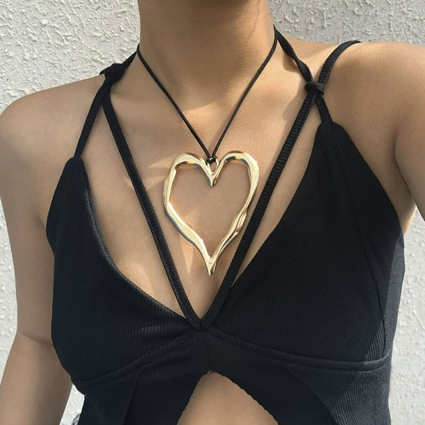 Collar de Corazón de Bayetss Xihbxyly para Mujer Ajustable Vintage con Cadete de Cuero