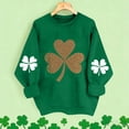thumbnail image 2 of Womens St Patricks Day Shirt Checkered Heart Print Sweatshirt Long Sleeve Crewneck Pullover Shamrock Green Tops for Women, 2 of 5
