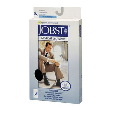 Jobst Medical Legwear For Mens Socks, Knee High 15-20 Mmhg Compression, Black Color, Size: Medium - 1 Box