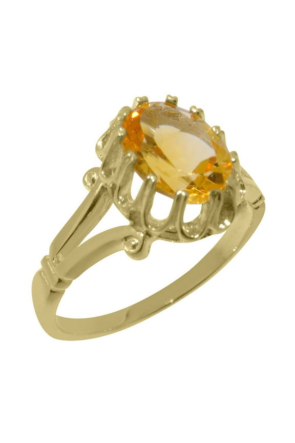 LBG British Made 9k Yellow Gold Natural Citrine Womens Statement Ring - 33 size options - Size 9