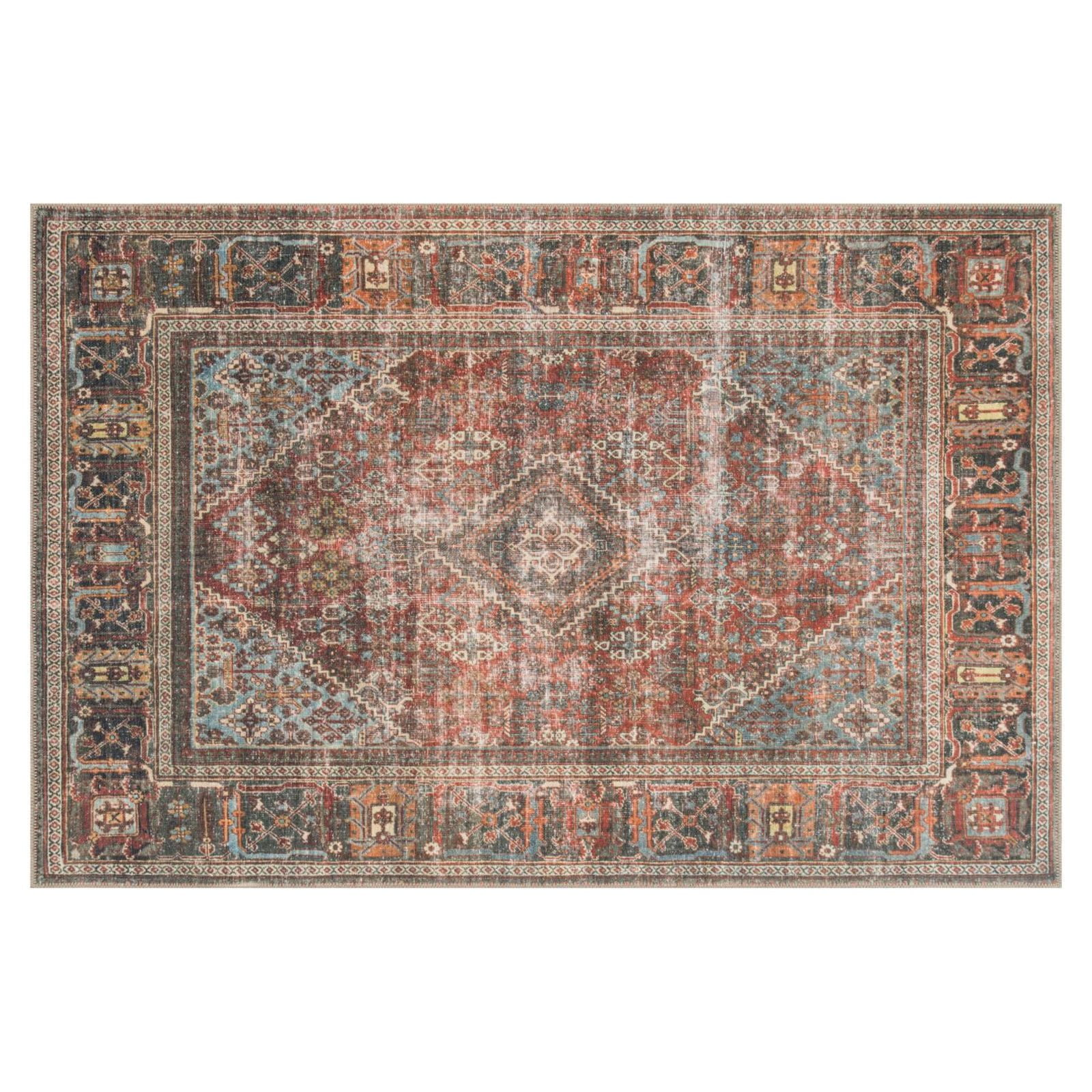 Loloi Layla Printed Oriental Distressed Olive / Charcoal 7'-6