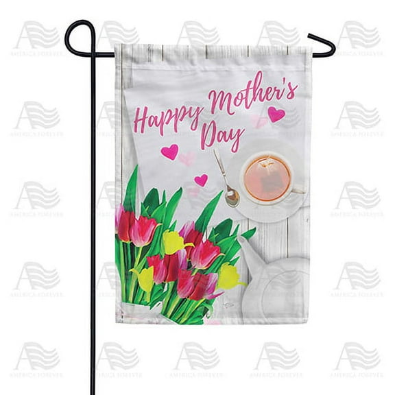 America Forever Happy Mother's Day Tulip Garden Flag 12.5 x 18 inches Floral Bouquet Love Heart Double Sided Holiday Seasonal Yard Outdoor Decorative Tulips for Mom Flag