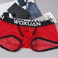 thumbnail image 5 of ZQUUVOU Men's Boxer Briefs Mesh Casual Solid Breathable Pouch (Red,L), 5 of 5