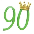 thumbnail image 3 of 90th Birthday Duvet Cover Set, 3D Style Design with Number 90 Queen Crown Celebration Theme Print, Decorative 3 Piece Bedding Set with 2 Pillow Shams, Queen Size, Yellow Green, by Ambesonne, 3 of 3