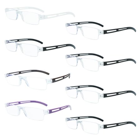 8 Pack Reading Glasses, Blue Light Blocking Computer Reading Glasses for Women and Men, Anti Glare Lightweight Readers (4 Color+4 Black,+3.00)