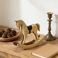 thumbnail image 6 of Handmade Vintage Old Collectible Statue Wooden Rocking Horse Figurines Decorative Ornaments Craft Sculpture for Office & Home Room Desktop Christmas Birthday New Year Gift, 6 of 6