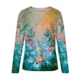 thumbnail image 4 of Qepwsc Top for Women Crew Neck Shirts Pullover Tops Long Sleeve Floral Print Going Out Tops Basic Blouse Tees Top 2025 Sweatshirt Loose Fits Holiday TShirt Fall Trend Outfits, 4 of 5