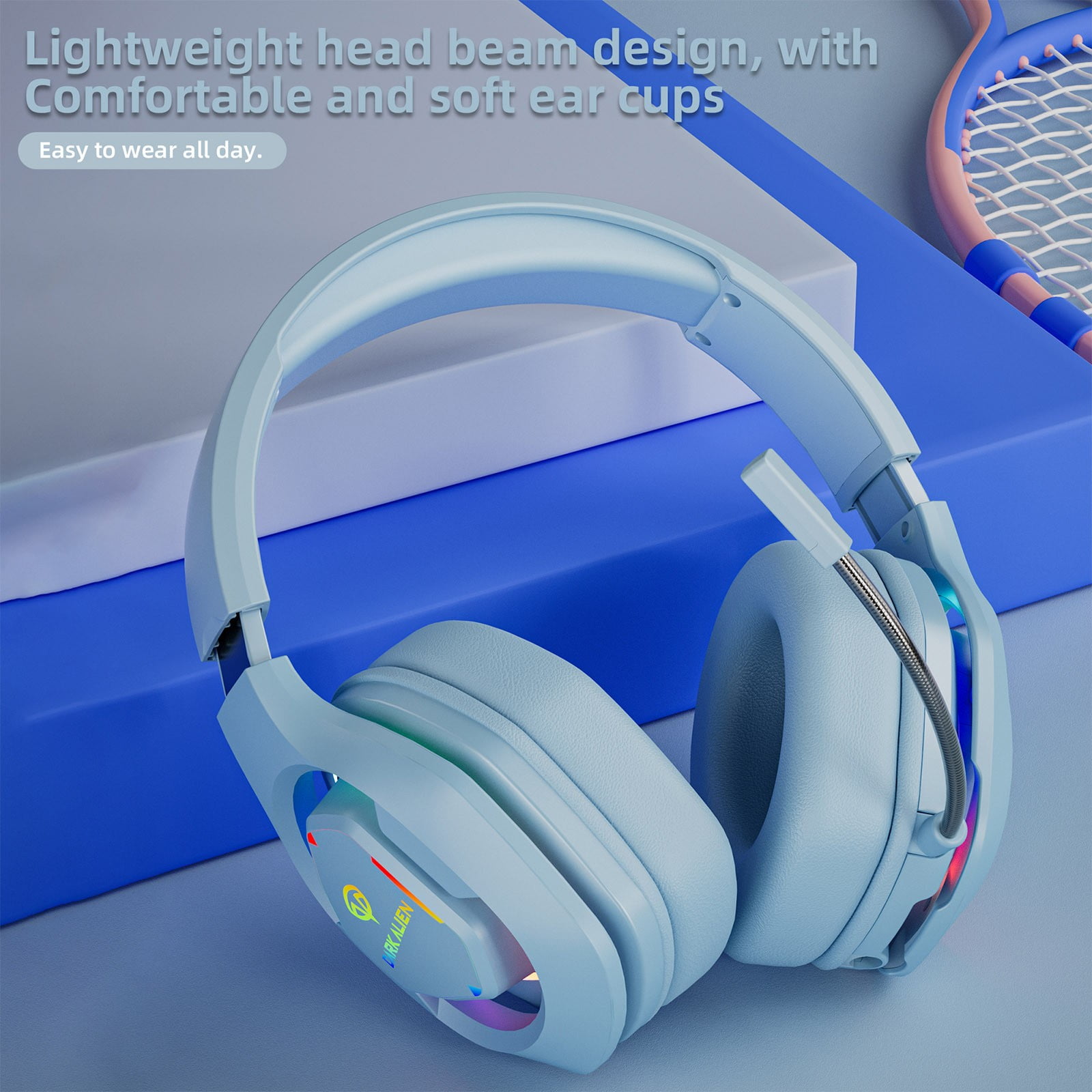 Bluetooth Headphones, Wireless Over-ear Headphones Gaming Headset Gaming Headphones with Microphone, Bluetooth Over Ear Headphones(Blue)