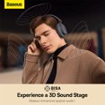 thumbnail image 4 of Baseus Wireless Headphones Bluetooth 70H Playtime Foldable Over Ear Headphones, Gray, 4 of 16