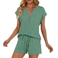 thumbnail image 5 of DailyTrove Women's V Neck Short Sleeve 2 Piece Set - Casual Top & Shorts Outfit for Summer & Daily Wear, 5 of 5