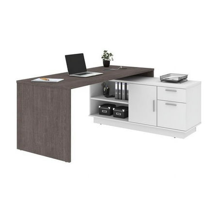 UPC: 0063753065047 | Bestar 115420-000047 Equinox L-Shaped Desk – Bark Gray & White