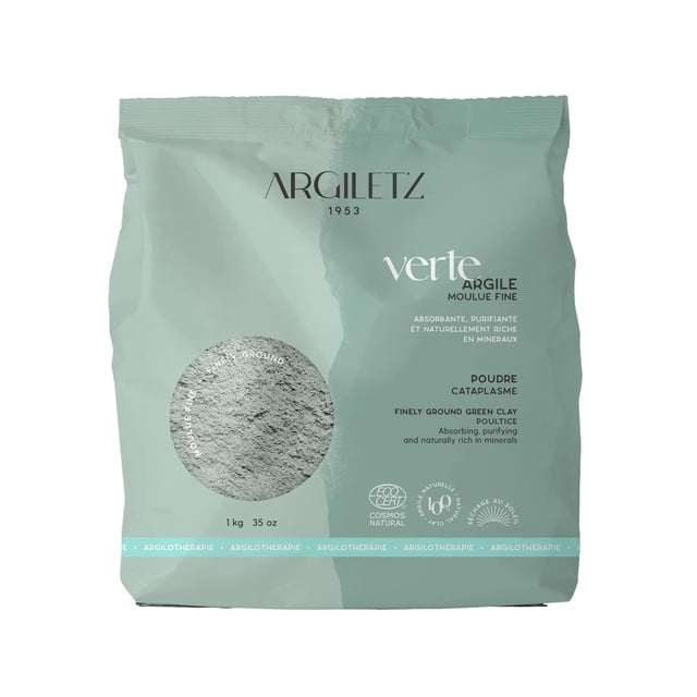 Arcilla Argiletz Green Surfine, 1 kg, 100% de origen natural de Francia