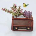 thumbnail image 4 of Adorno clásico de estilo vintage, macetero para el hogar, maceta versátil con personalidad, Radio artesanal de resina, aspecto de madera hecho a mano ER, 4 of 5