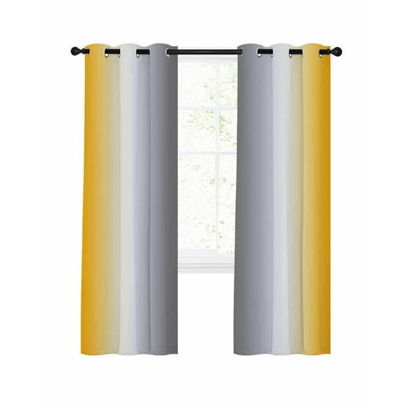 Orange White Grey Blackout Curtains 90 Inches Length, Gradient Country Minimalist Color Window Treatment Thermal Insulated Drapes for Bedroom Living Room 2 Panels 104x90 Inches
