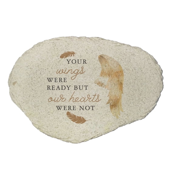 GiftsForYouNow Sympathy Garden Stone – “Your Wings Were Ready But Our Hearts Were Not” Outdoor Memorial Tribute