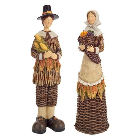Pack Of 4 Basket Weave Pilgrim Table Top Thanksgiving Decorations