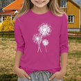 thumbnail image 2 of GiLiling Girls 3/4 Sleeve Crewneck Sweatshirt, Floral Printed Basic Blouse, Breathable Relax Fit Top for Family Outings and Spring Everyday Wear, 2 of 5
