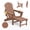 Adjustable Backrest-Teak, variant on SOBREMESA Folding Adirondack Chair with Retractable Ottoman, HDPE All-Weather Fire Pit Chair, 2 Cup Holders for Deck, Patio, Garden, Backyard or Lawn (Gray)