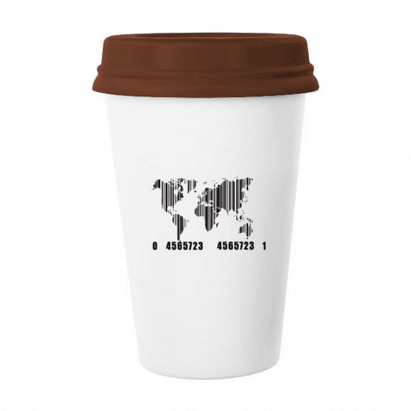World Map Continent Ocean Mug Coffee Drinking Glass Pottery Cerac Cup Lid