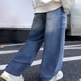 thumbnail image 3 of Xyant Baggy Jeans for Boys Y2K Vintage Wide Leg Barrel Jeans Skater Streetwear Loose Fit Denim Pants (Blue,7-8 Years), 3 of 3