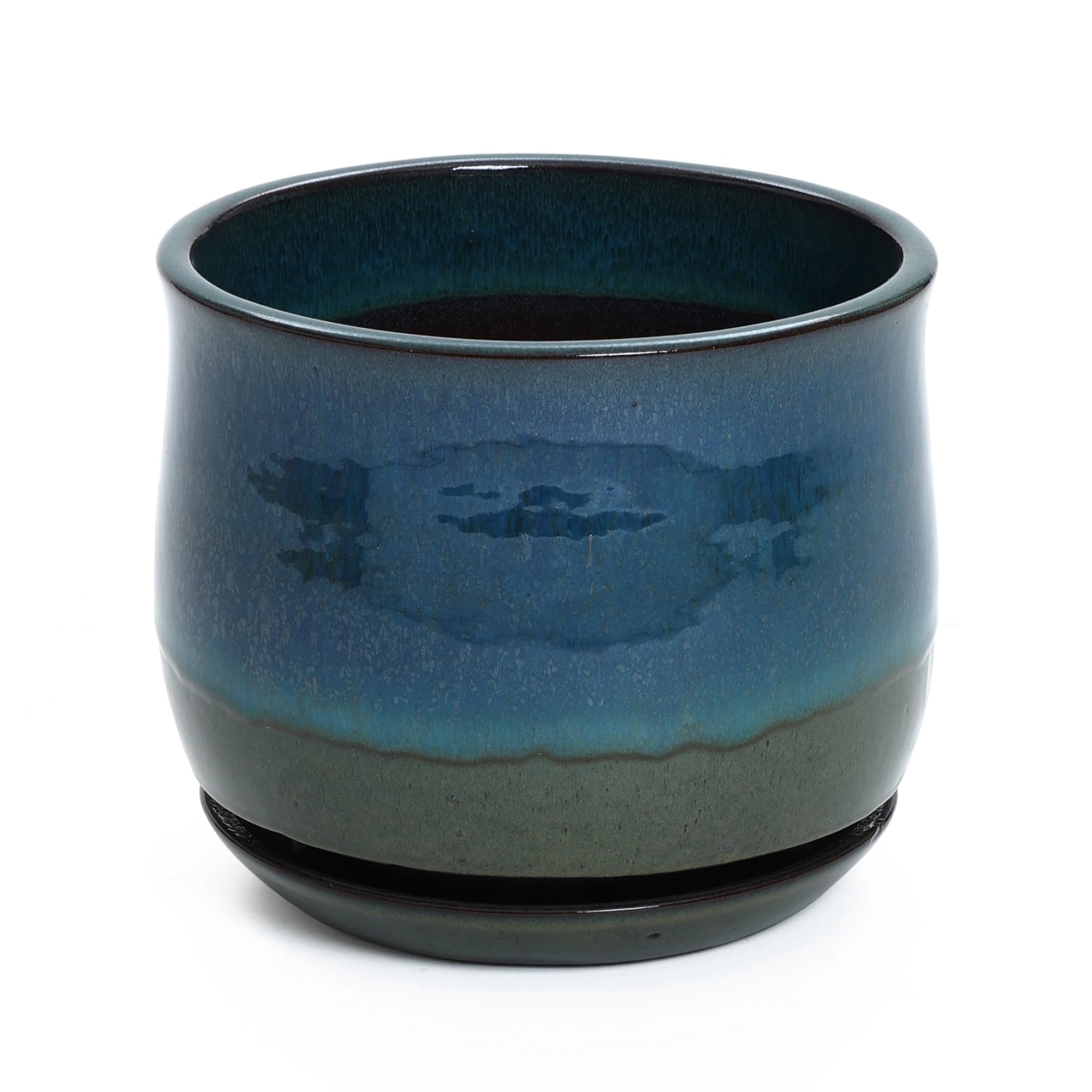 LuxenHome Blue and Green Ombre Round Decorative Ceramic Planter Pot