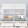 thumbnail image 3 of Twin Double Shared Bed,Twin Size House Platform Beds with 2 Drawers for Boy and Girl Shared Beds, Montessori House Bed Frame Combination of 2 Side by Side Twin Beds for Bedroom,No Box Spring Needed, 3 of 7