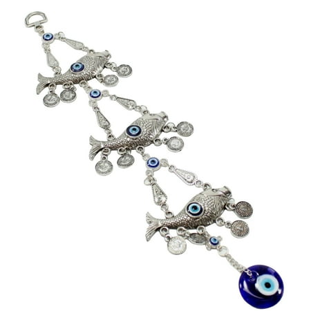 - Turkish Blue Evil Eye 3 Lucky Carp Fishes Amulet Wall Hanging Protection Home Decor