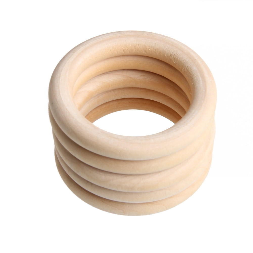 5PCs 70mm Diy Baby Wooden Teething Rings Necklace Bracelet Crafts 