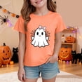 thumbnail image 2 of Wonitaaizi Girls Halloween Tshirts Toddler Short Sleeve Monster Ghost Pumpkin Tee Tops Tshirts (13-14 Years,Orange), 2 of 5