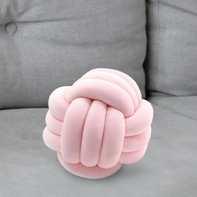 Knot Pillow Ball Thick Comfortable Knotted Pillows for Living Room Home Sofa Light Pink