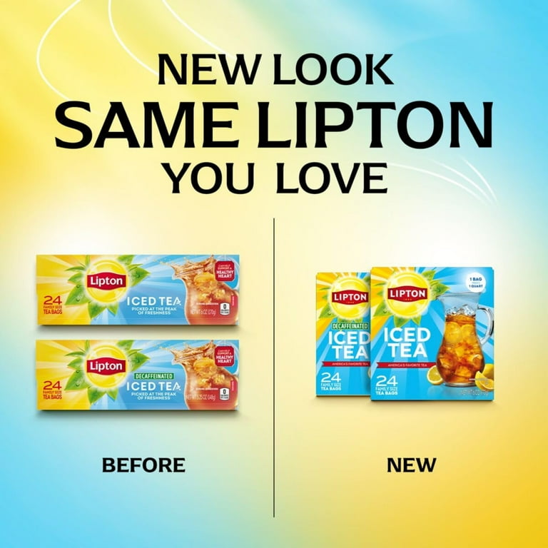 Lipton Unsweetened Iced Tea Bags, Family Size Zero Calories, 48