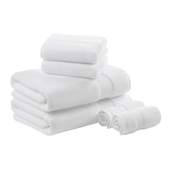 Juego de Toallas de baño Turco, algodón, 600 g/m², de Lujo, Gruesas, Suaves, absorbentes, para baño, Ducha, Manos, Cara, Varios tamaños, Blanco, 6 Piezas