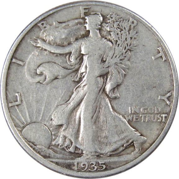 1935 Liberty Walking Half Dollar F Fine 90% Silver 50c US Coin Collectible