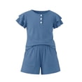 thumbnail image 2 of Girls Two Piece Outfits Short Sleeve Crew Neck Button Top and Shorts Set Girls Summer Clothes Tween Outfits 11-12 Years Girls Trendy, 2 of 3